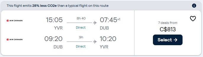 direct flight vancouver to dublin diy vacation deal