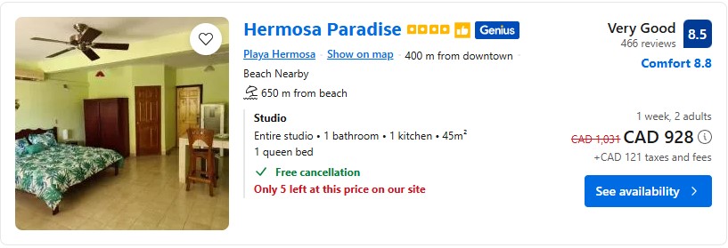 accommodation playa hermanosa costa rica do it yourself vacation package