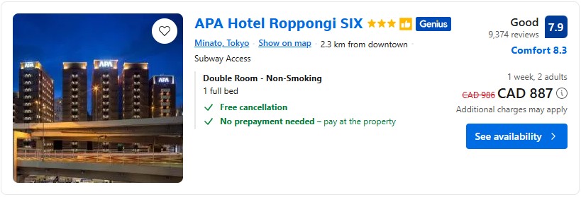 accommodation tokyo october 2025