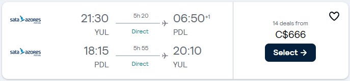 flight from montreal to ponta delagada in may 2025 - diy vacation deal