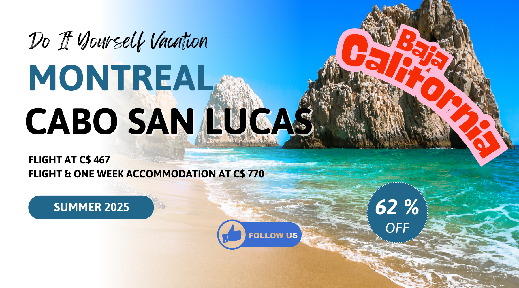 Insane deal montreal to cabo california baja mexico vacation do it yourself deal idea package