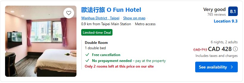 accommodation taiwan do it yourself vacation last minute from vancouver
