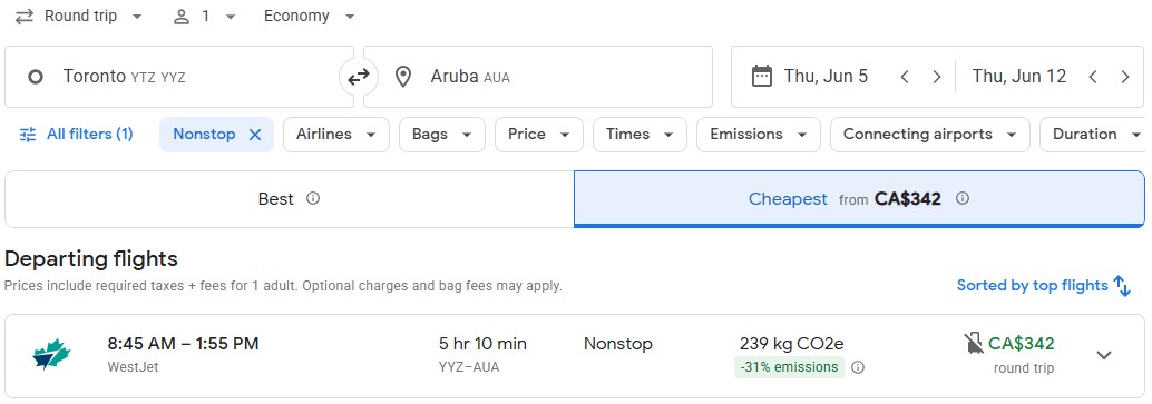 last minute flight deal from Toronto to Aruba DIY vacation idea adventure
