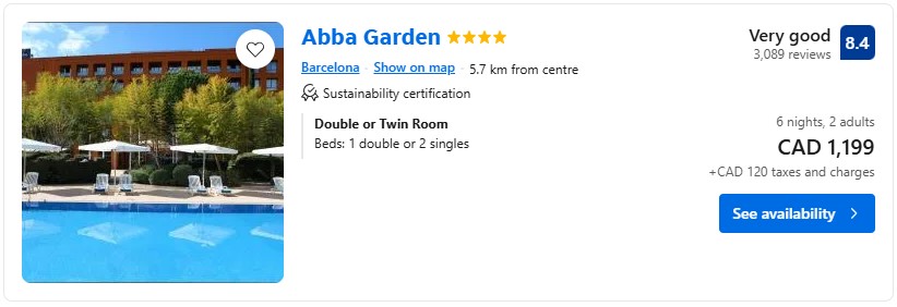 hotel in Barcelona adventure from Toronto last minute diy vacation