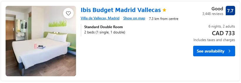accommodation last minute in Madrid vacation diy from Montreal