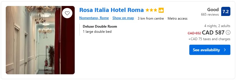 vacation idea hotel in Rome diy adventure city break from Toronto