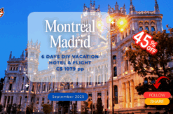 Last minute vacation DIY adventure Montreal to Madrid flight hotel