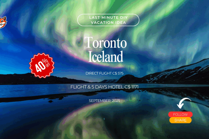 Last minute vacation DIY direct flight Toronto to Reykjavik Iceland adventure