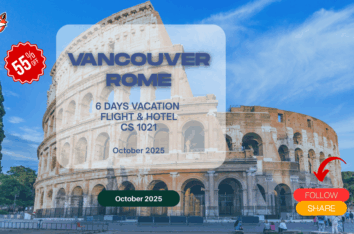 Last minute DIY vacation Vancouver to Rome hotel plus flight 6 days