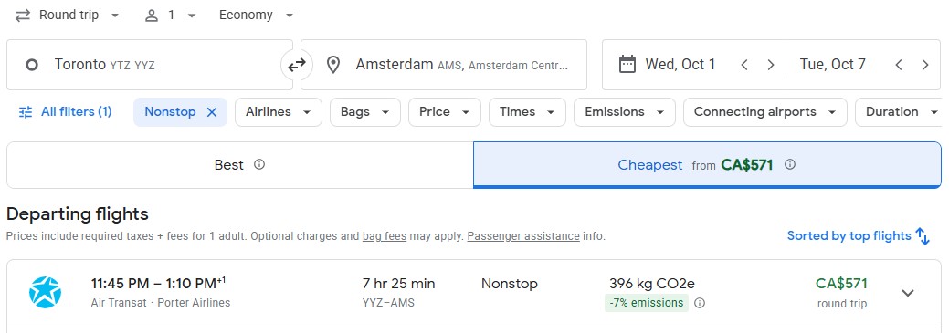 last minute direct flight from Toronto to amsterdam diy vacation
