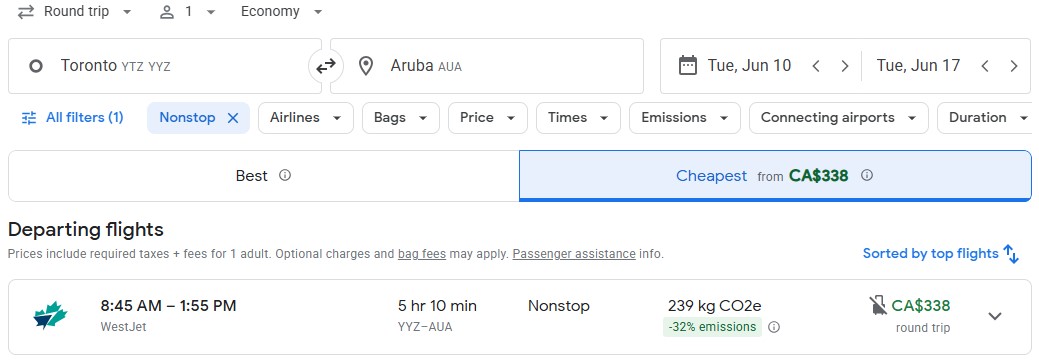 last minute flight from Toronto to Aruba vacation deal DIY