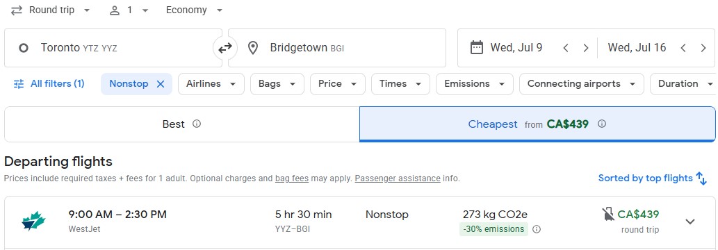 last minute flight alert Toronto to Brabados deal adventure