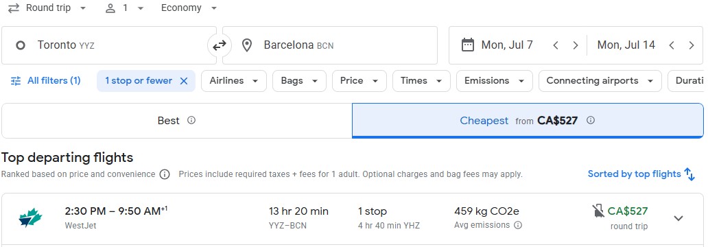 amazing last minute flight from Toronto to Barcelona diy vacation