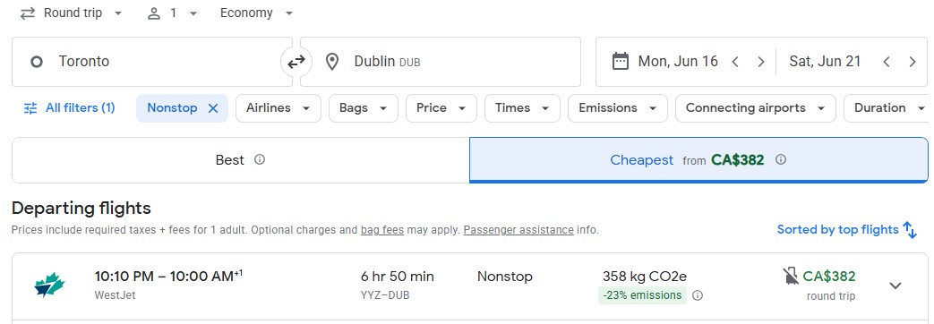 last minute flight from Toronto to Dublin DIY adventure vacation city break