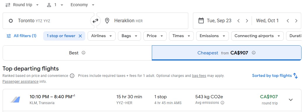 last minute flight rotonto to heraklion diy vacation