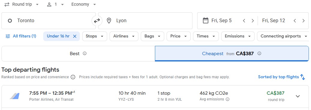 Last minute flight deal from Toronto to LYon France adventure diy vacation