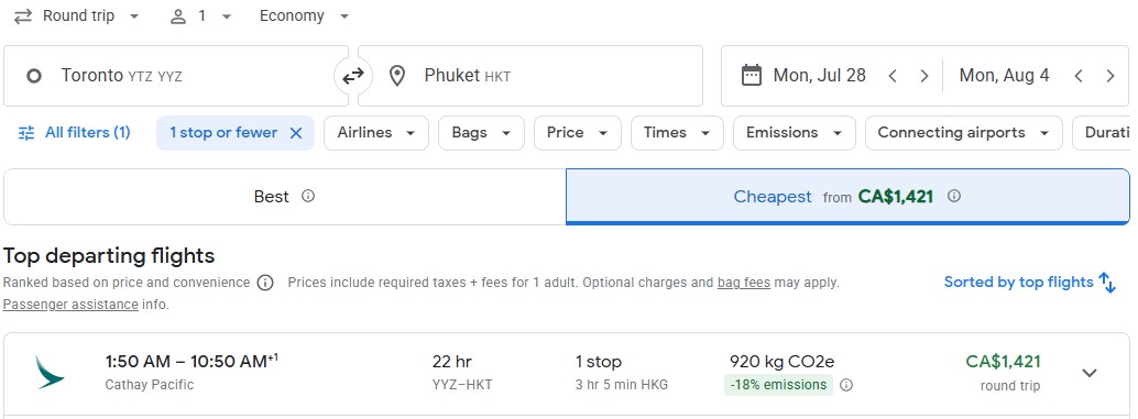 amazing last minute flight Toronto to Phuket diy vacation deal