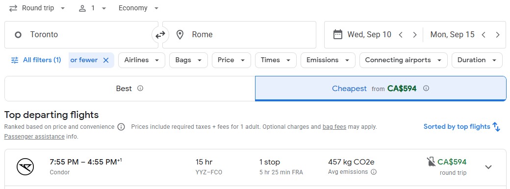 last minute flight from Toronto to Rome Italy DIY vacation city break