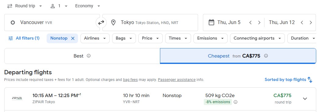 amazing last minute flight Vancouver to Tokyo diy vacation