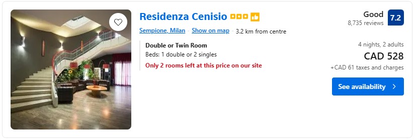 Amazing hotel last minute city break Toronto to MIlan diy vacation