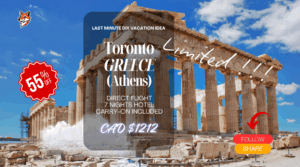 Last minute vacation DIY deal Toronto to Athens Greece adventure