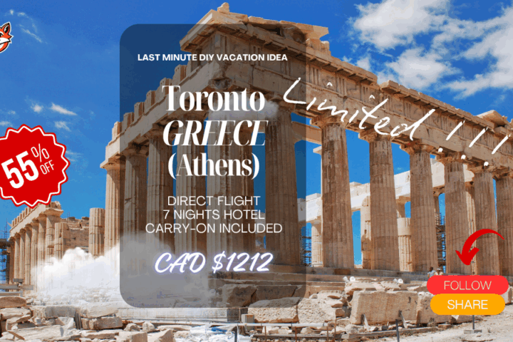 Last minute vacation DIY deal Toronto to Athens Greece adventure