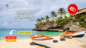 Last minute adventure flight hotel Toronto to Curaçao