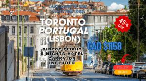 Last minute direct flight vacation DIY from Toronto to Lisbon Portugal