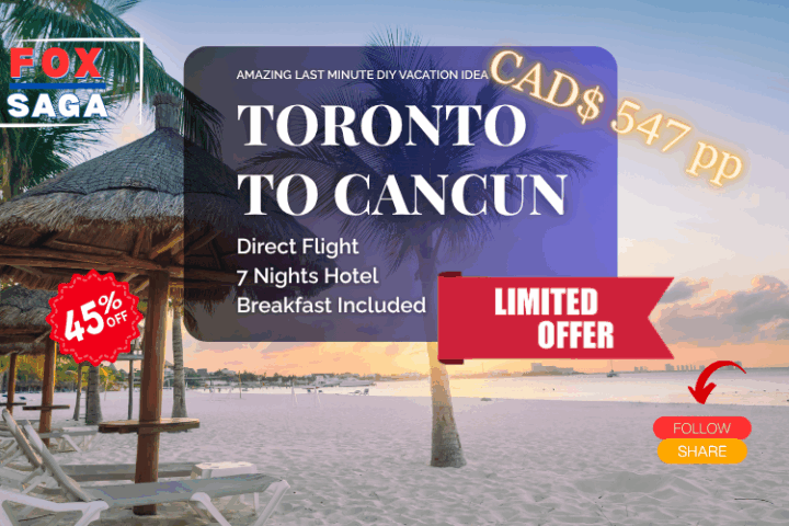 Last minute vacation DIY flight direct Toronto to Cancun