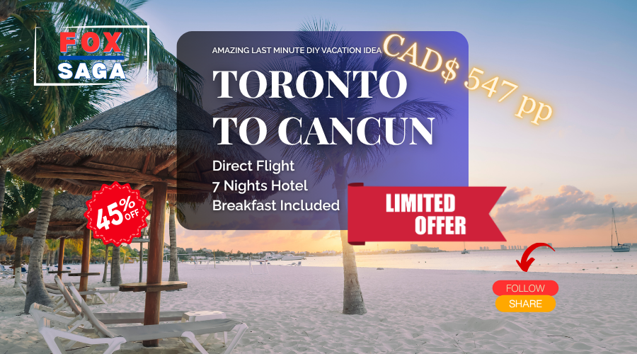 Last minute vacation DIY flight direct Toronto to Cancun