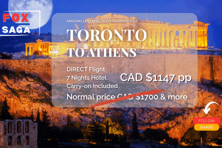 Vacation from Toronto to Athens European DIY adventure last minute direct flight