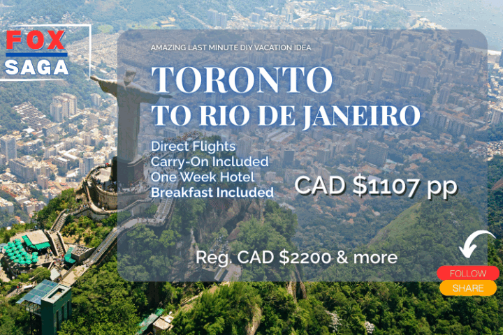One week vacation last minute from Toronto to Rio de Janeiro half price