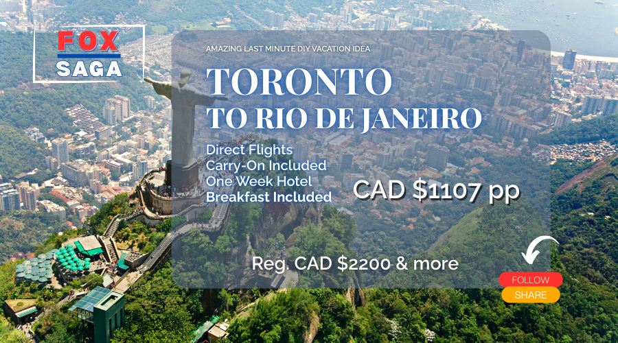 One week vacation last minute from Toronto to Rio de Janeiro half price