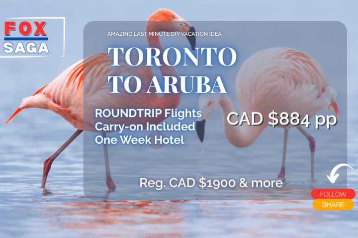 last minute vacation deal from Toronto to Aruba best price reduction rebate
