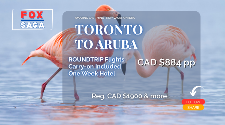 last minute vacation deal from Toronto to Aruba best price reduction rebate