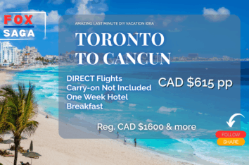 amazing vacation deal from Toronto to Cancun one week last minute