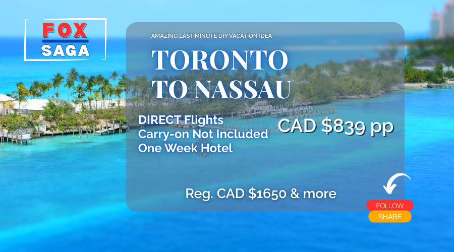 last minute amazing vacation DIY deal from Toronto to Nassau Bahamas