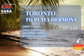 amazing vacation deal from Toronto to Costa Rica beach