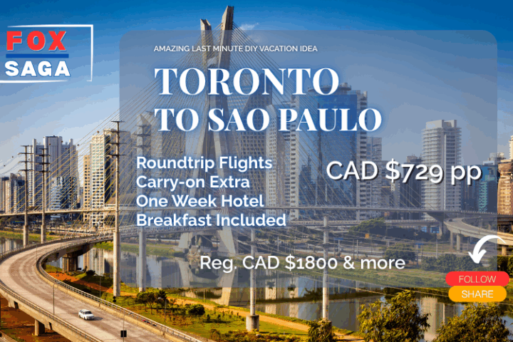 last minute vacation deal DIY adventure from Toronto to Sao Paulo Brazil